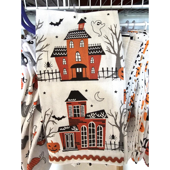 MAX STUDIO Kitchen Towels 2 Pk Haunted House ,Ghost, Bat 20 X 28 - Picture 2 of 2